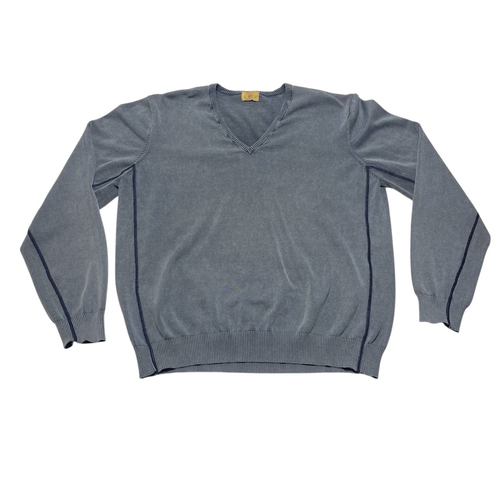 Tre Vero Gray Sweater Men’s Size Medium/Large Pullover V Neck Knit Preppy